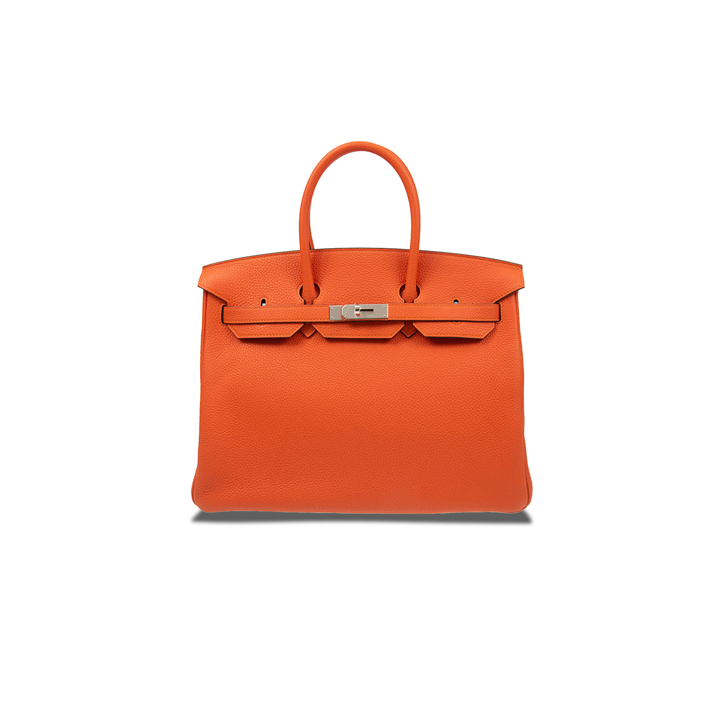 HERMES MASTER BIRKIN 25 TOGO LEATHER ORANGE SILVER BUCKLE BAG 521791 (25*20*13cm)